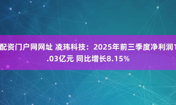 配资门户网网址 凌玮科技：2025年前三季度净利润1.03亿元 同比增长8.15%